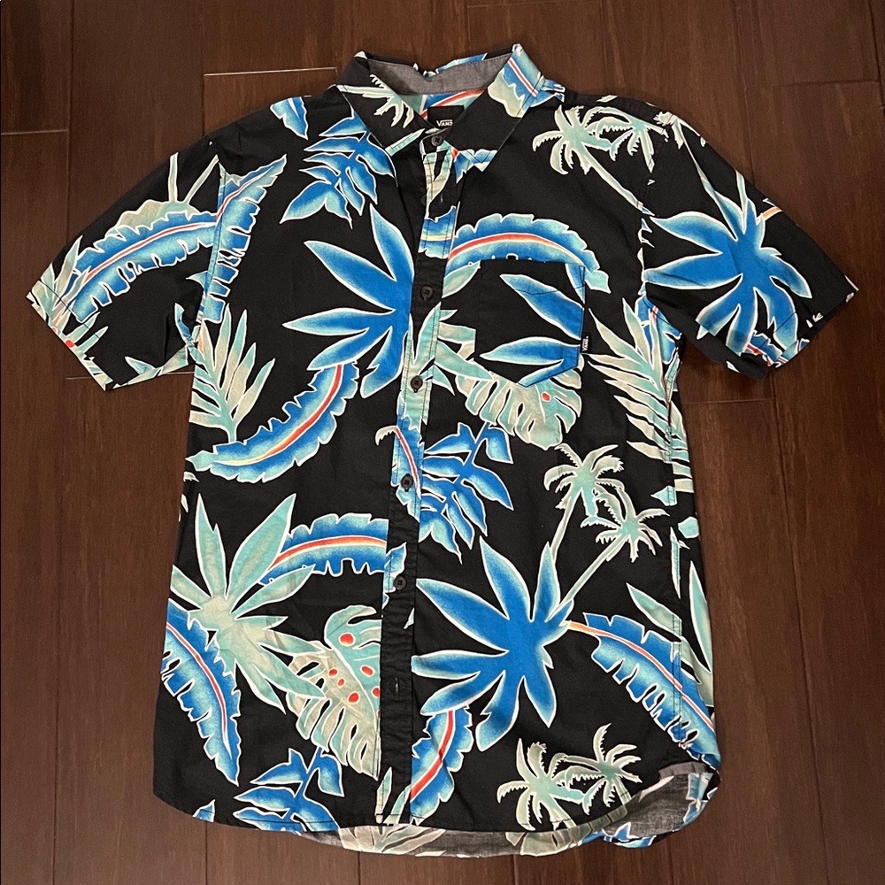 Vans Tailored Fit Black Tropical Hawaiian Shirt